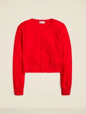 J. Crew Featherweight Red Cashmere Cardigan